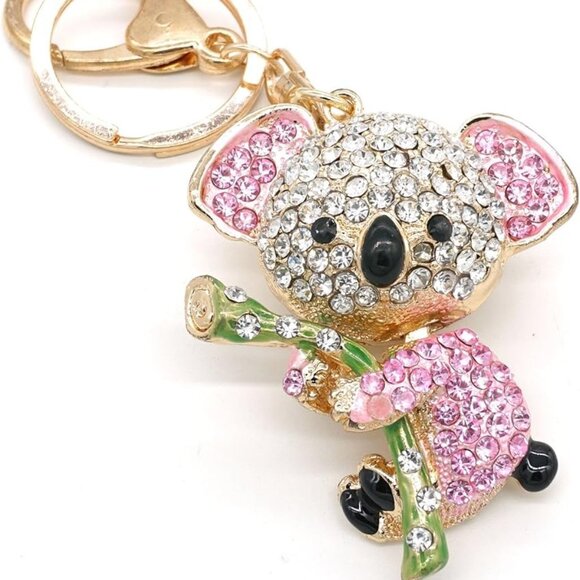 ๐Crystal Koala Bear Rhinestone Gold Keychain Bag Charm Purse Accessory - Picture 4 of 5